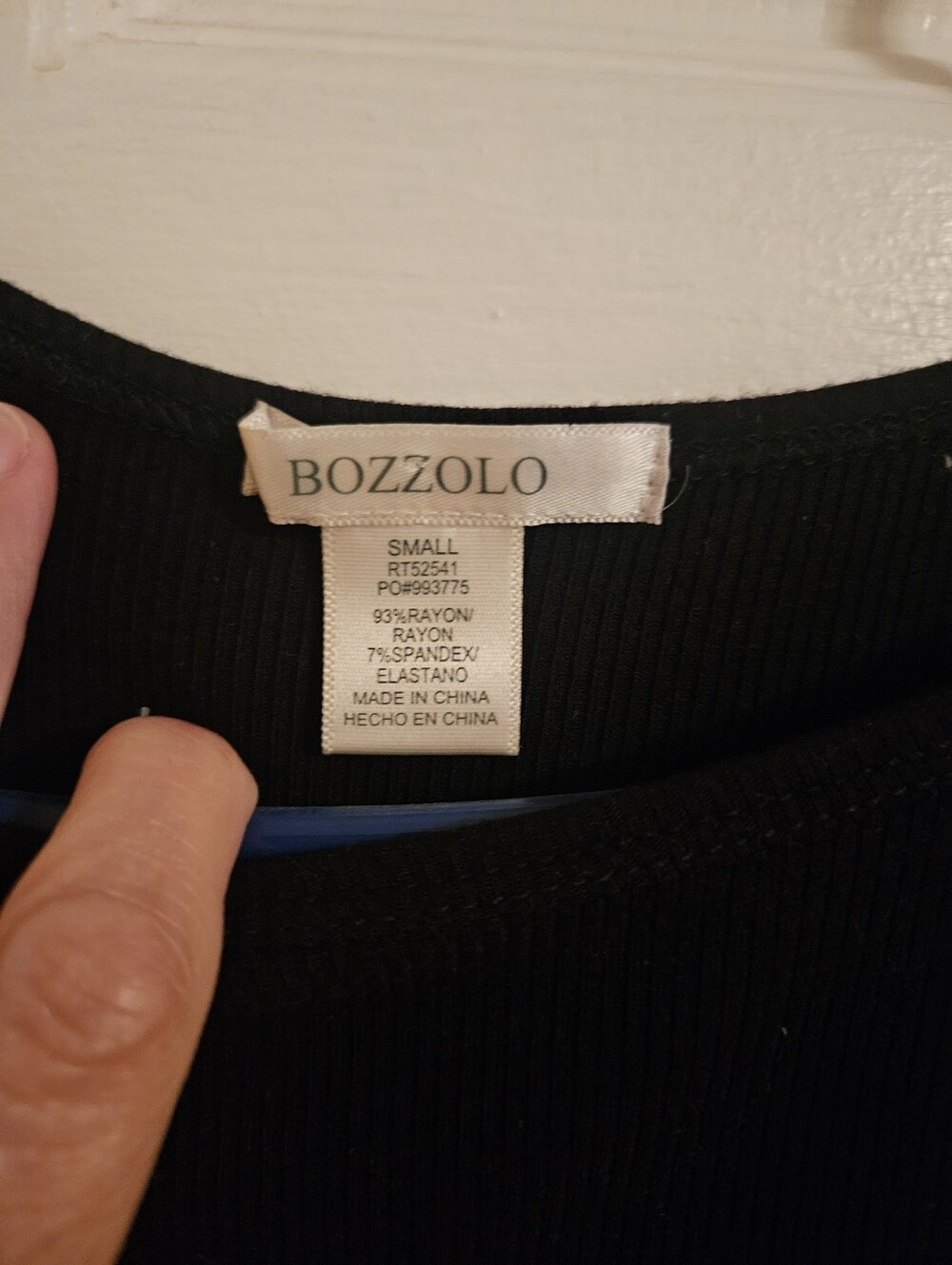 Bozzolo Black Ribbed Crewneck Top